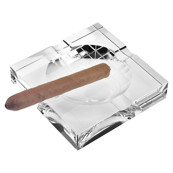 Homeroots 7 in. Hand Crafted Square Crystal Cigar Ash Tray 375763 - main